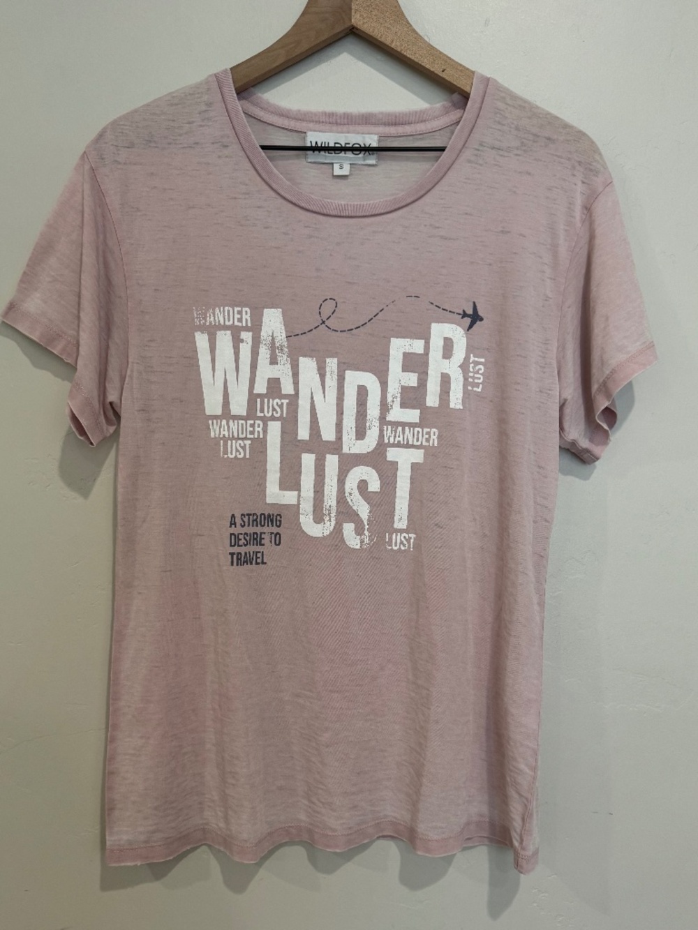 Wildfox Wanderlust Graphic Tee Size S Light Pink Gauzy Cotton Tee Shirt